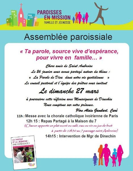 Saint Anbroise : invitation à l'assemblée paroissiale. © Saint-Ambroise.