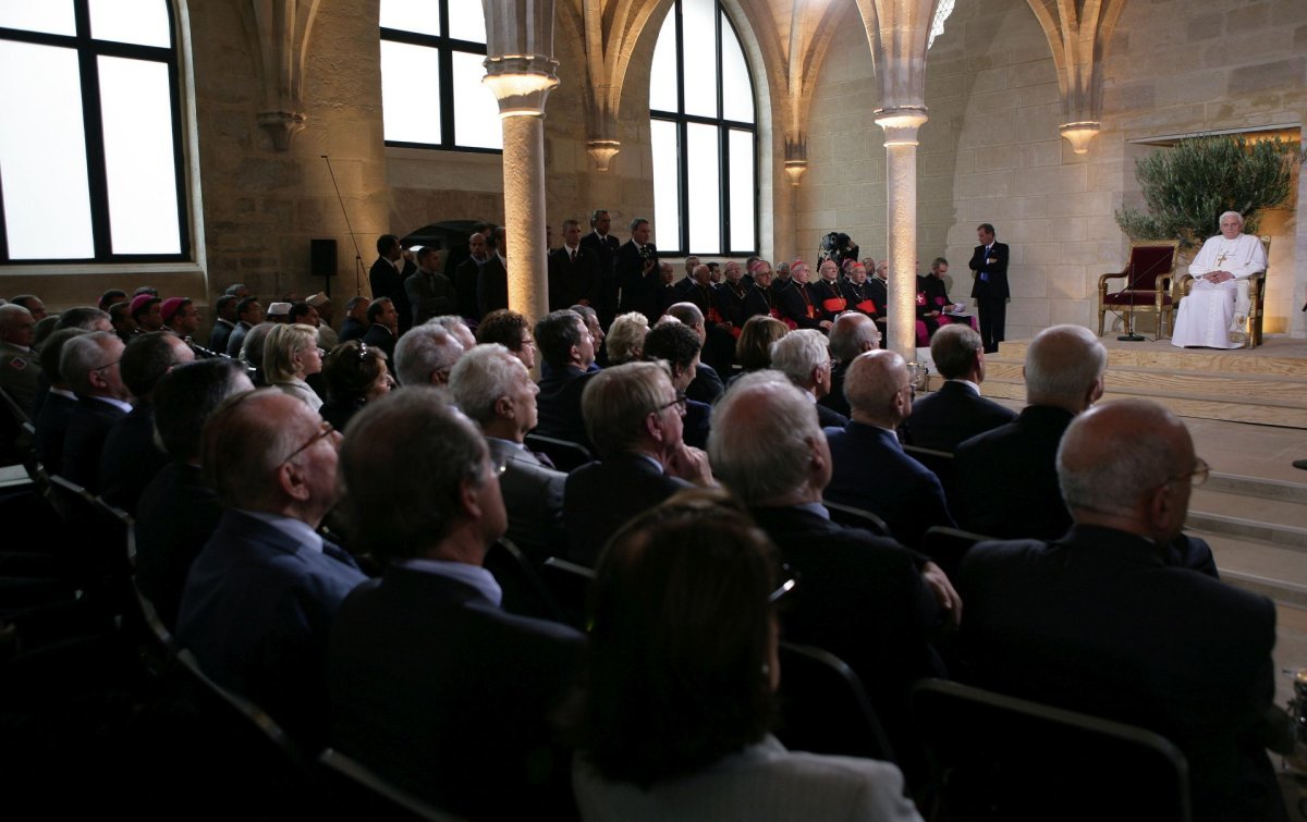 Benoît XVI au Collège des Bernardins. © Alessia Giuliani / Ciric – Reproduction interdite.