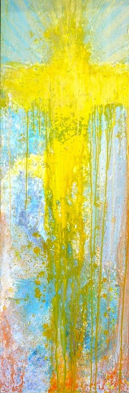 Croix de Lumière. © Françoise Mogenet Acrylique sur toile, 60x180cm 