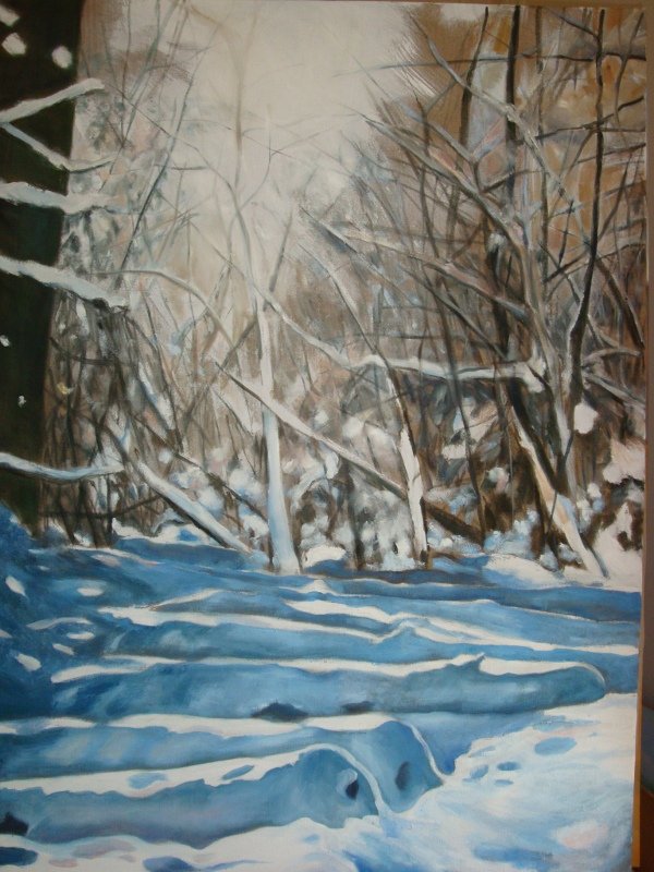 Résurrection. © Yolande de Maupeou Huile sur bois, 77x42cm 