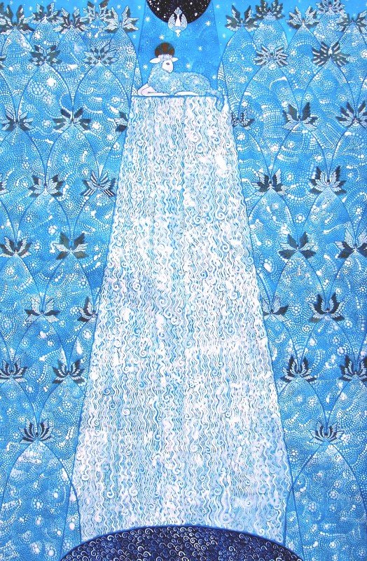 Les Noces de l'Agneau. © Guylaine Legentil Encre sur papier, triptyque 3 x 110x75cm 
